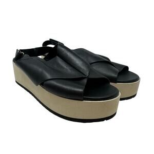 Vince Jenaya Leather Platform Slingback Sandal Black Size US 9